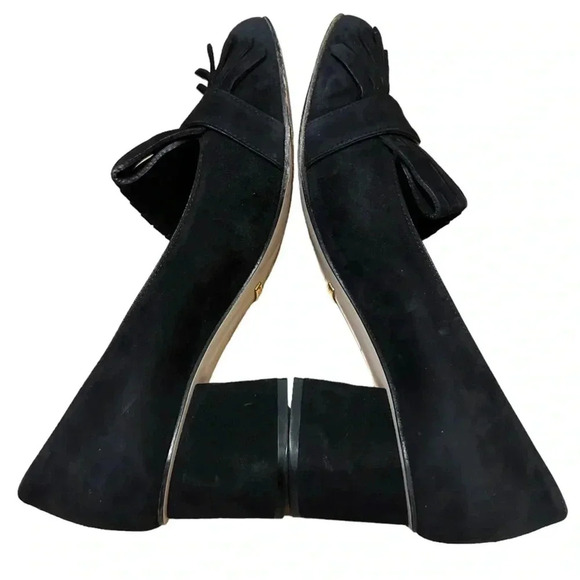 Gucci marmont fringe AUTHENTIC Black Suede Mule Heel Shoes Size 39 1/2 - Picture 6 of 12